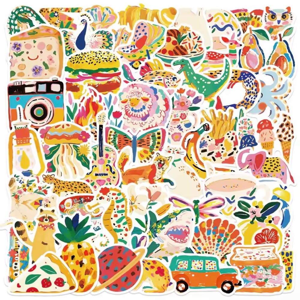 (50) Colorful Stickers with Fun Designs